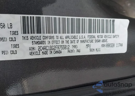 2015 Chrysler Town & Country Touring z USA, uszkodzony, nr VIN 2C4RC1BG2FR755812